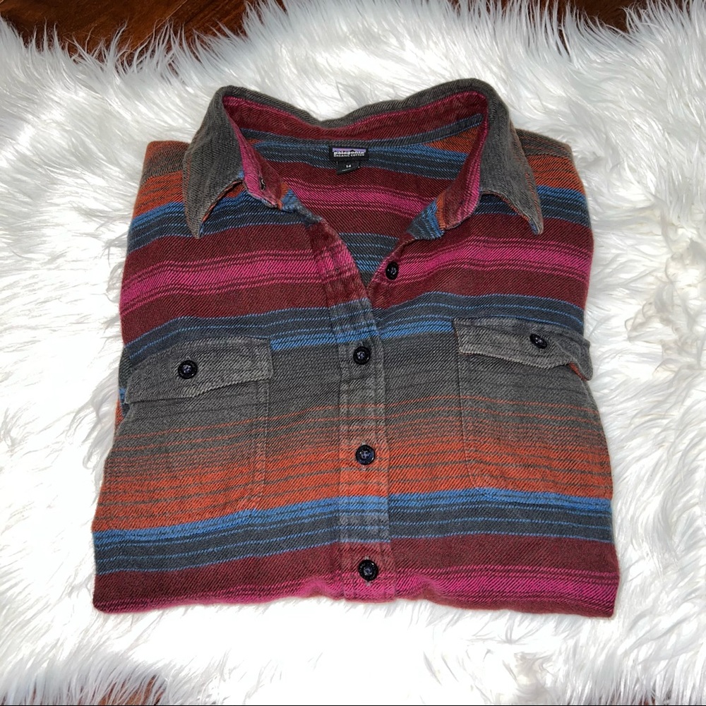 Patagonia Fjord Flannel Button Down Organic Cotton Size 14
